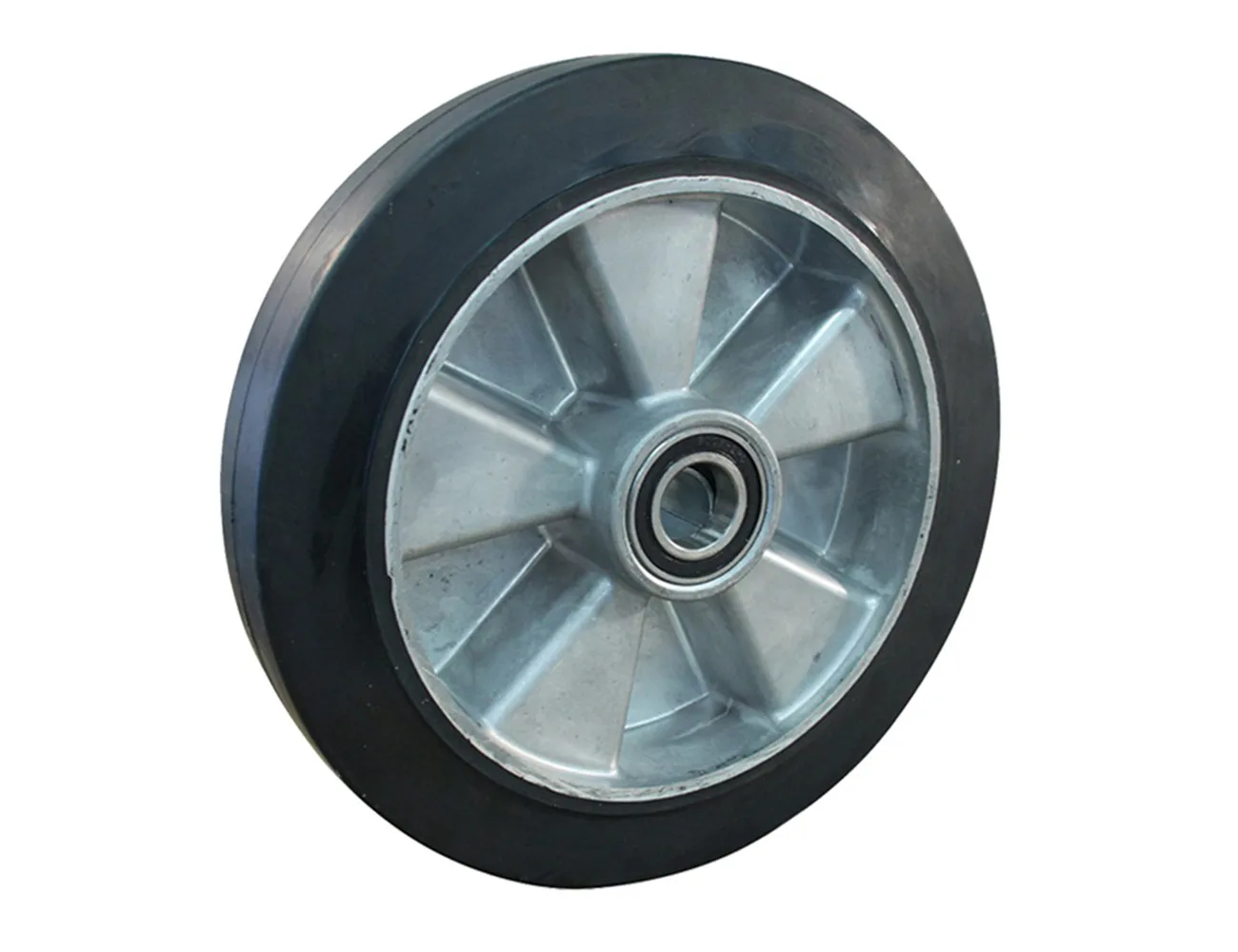 Rueda carga pesada de goma - Llanta de aluminio – Rueda resistente de goma con llanta de aluminio - 525kg - horquilla de acero