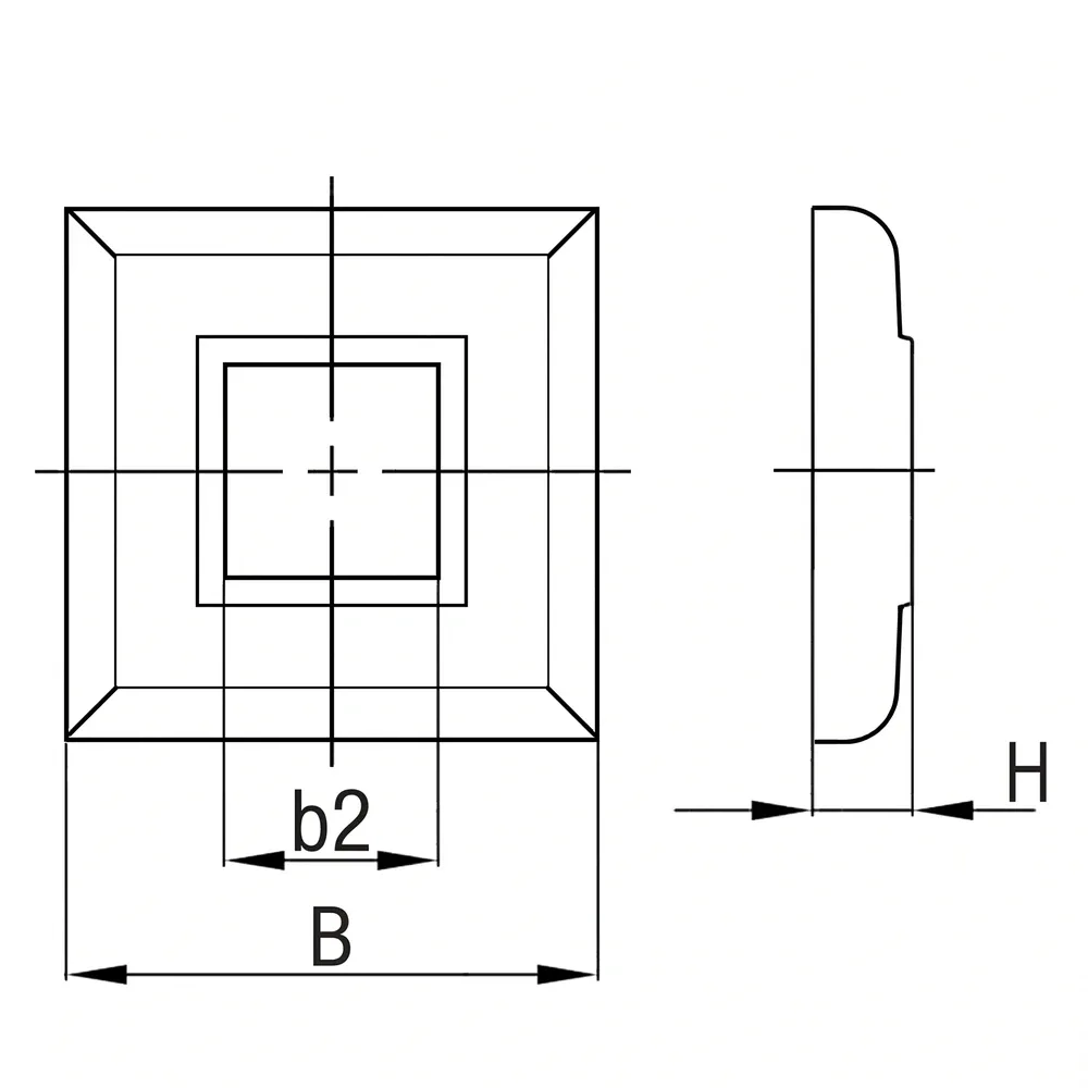 Dibujo técnico: Roseta de acabado cuadrada