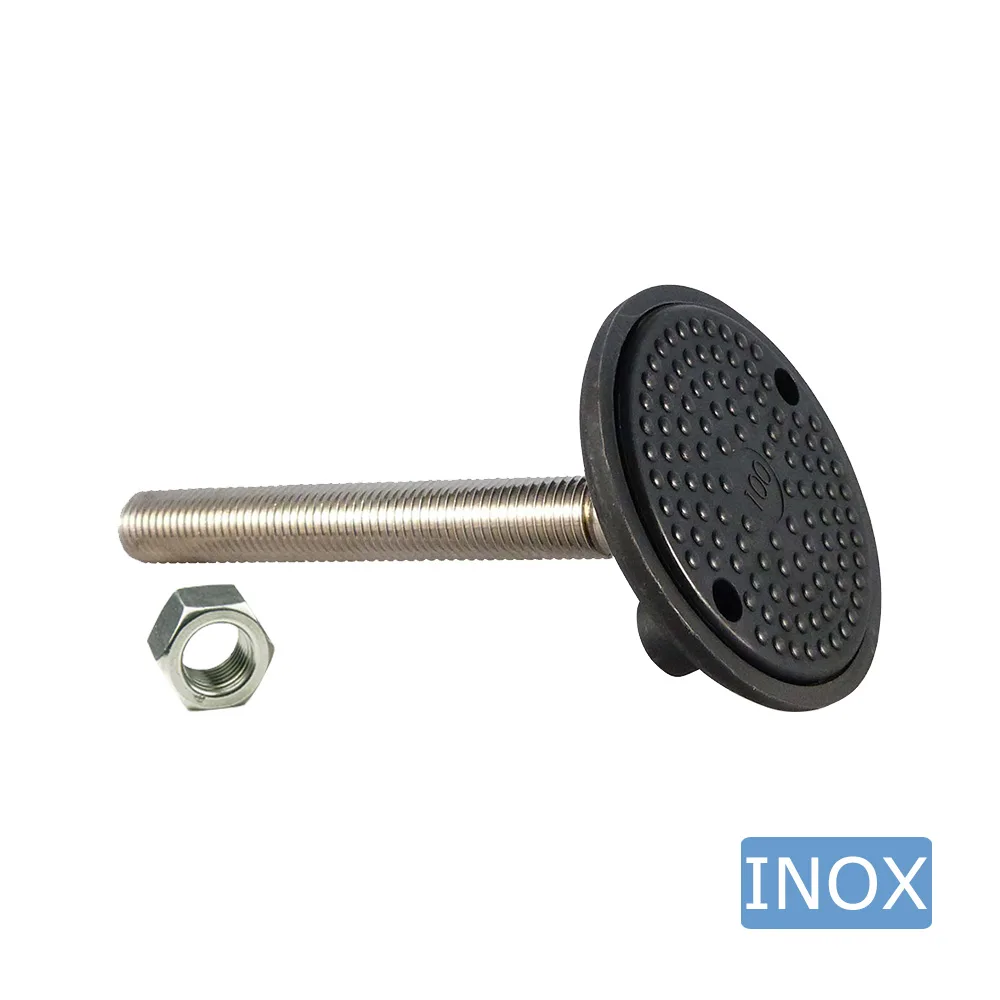 Pie nivelador articulado redondo Ø120 - M10x90 - Acero inoxidable A2 (AISI 304) - Negro imagen 2
