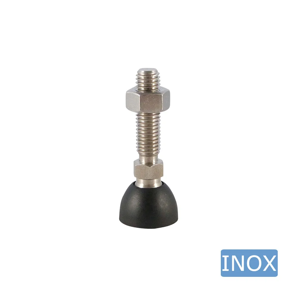 Pie nivelador articulado redondo Ø120 - M10x90 - Acero inoxidable A2 (AISI 304) - Negro imagen 3
