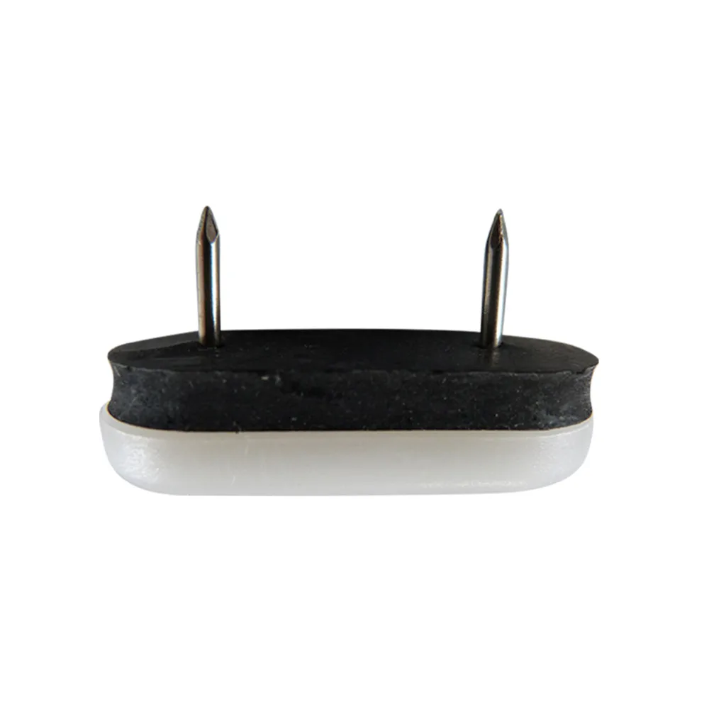 Deslizador ovalado con clavo PE-HD 45x20mm - con arandela de goma - Blanco