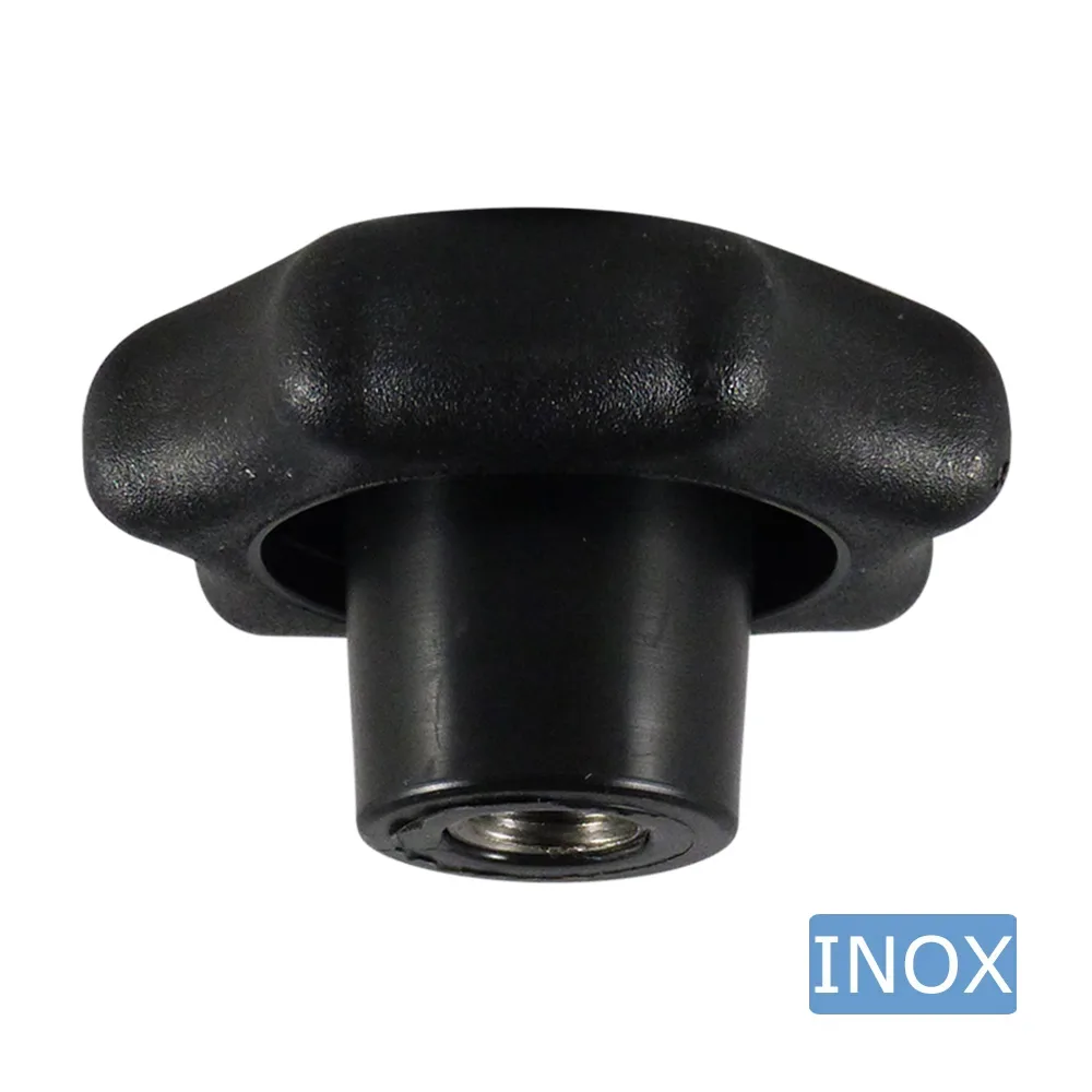 Pomo estrella PP – DIN 6336 – rosca interior de acero inoxidable