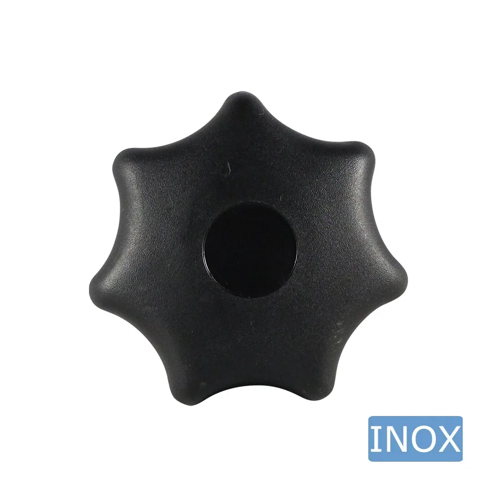 Pomo estrella PP Ø30 - espárrago roscado - M6x20mm - Acero inoxidable A4 (AISI 316) - Negro imagen 2