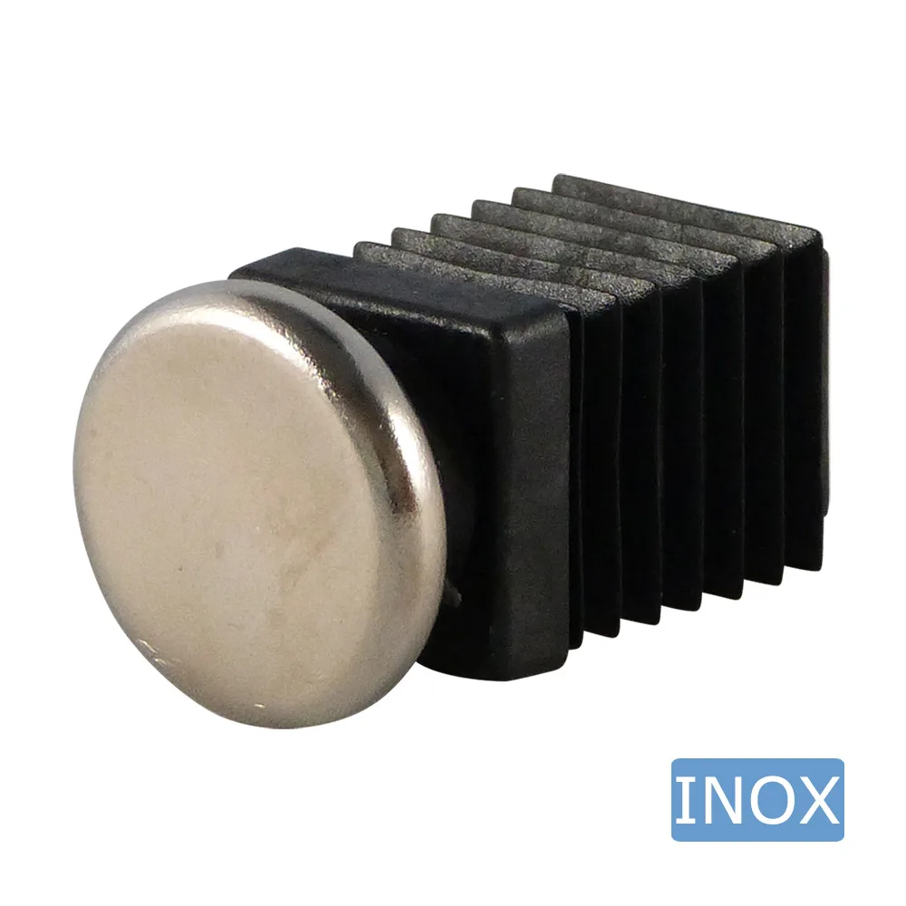 Contera articulada con base deslizante de acero inoxidable para tubos cuadrados