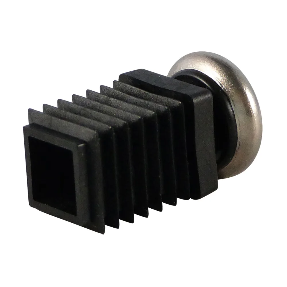 Contera articulada con base deslizante de acero inoxidable para tubos cuadrados