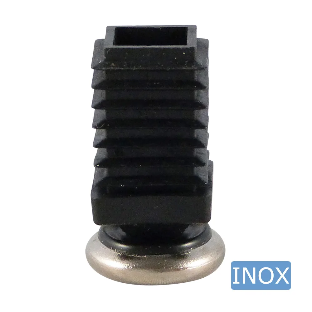 Contera articulada con base deslizante de acero inoxidable para tubos cuadrados