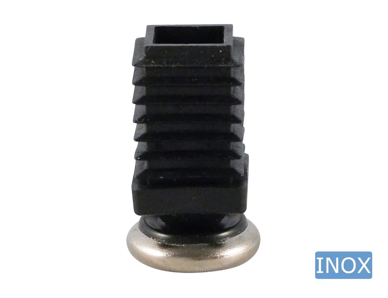 Contera articulada con base deslizante de acero inoxidable para tubos cuadrados – Conteras para tubos cuadrados