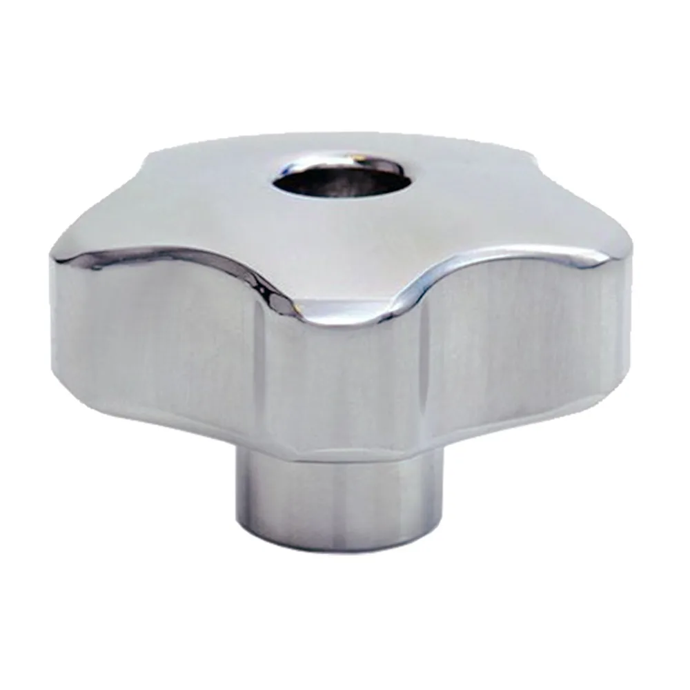 Pomo estrella Ø60mm - DIN 6336 - casquillo roscado M12 - pasante - Aluminio