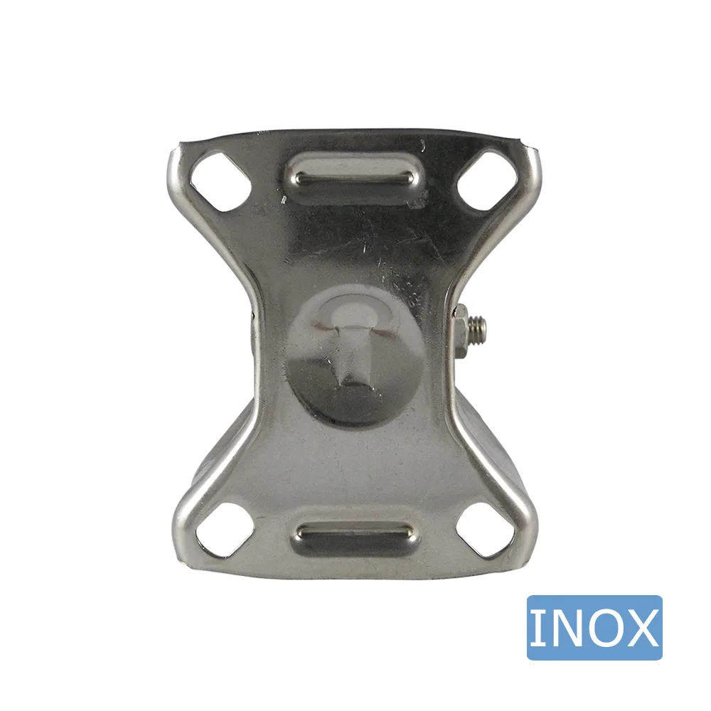 Rueda giratoria PA Ø100mm - banda de rodadura azul TPU - Cojinete de deslizamiento - Fijación de placa 95x80mm - Acero inoxidable A2 templado (304) imagen 2