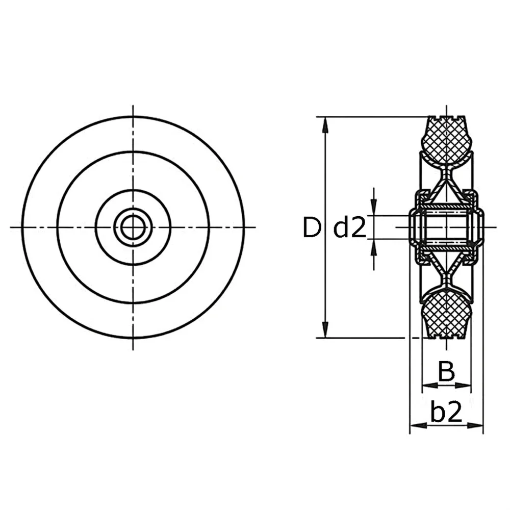 Plano de dimensiones Rueda de goma maciza - Llanta de acero