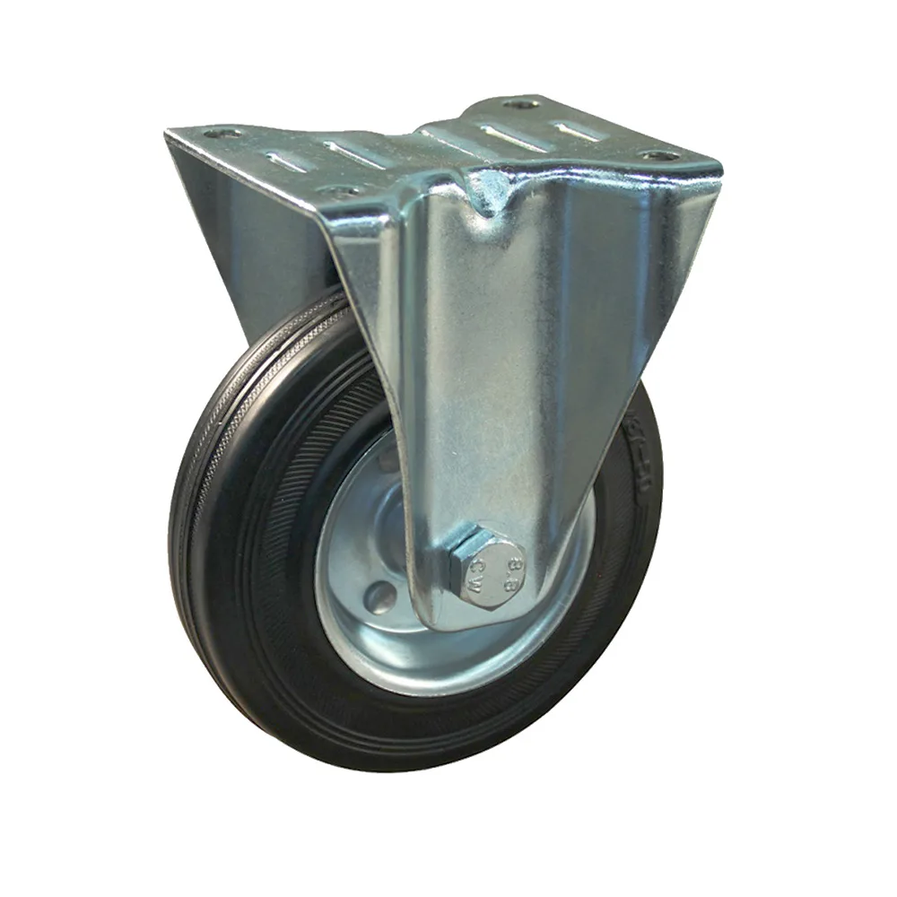 Rueda fija TPE Ø160mm - banda de rodadura azul - Caucho / TPE - Rodamiento de rodillos - Fijación de placa 135x105mm - St - Acero
