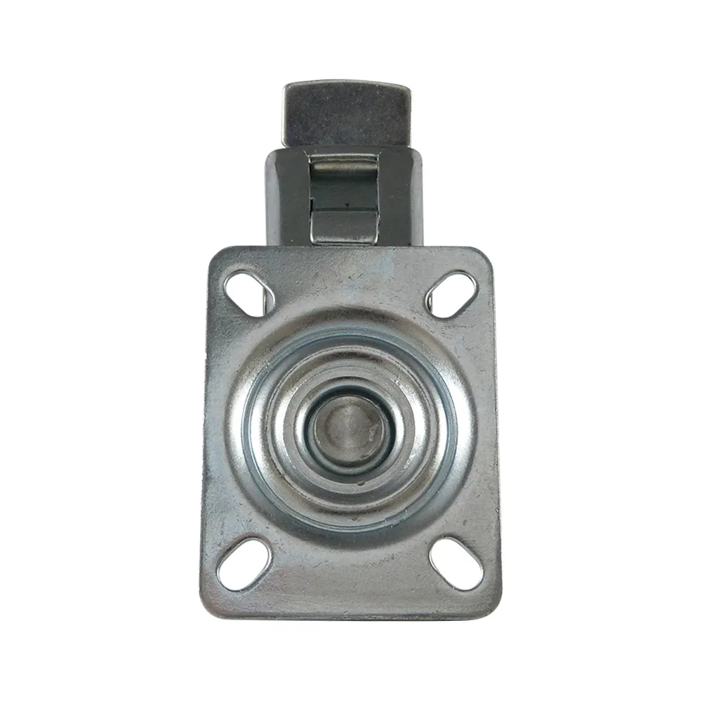 Rueda giratoria con freno TPE Ø125mm - banda de rodadura azul - Caucho / TPE - Rodamiento de rodillos - Fijación de placa 105x80mm - St - Acero imagen 2