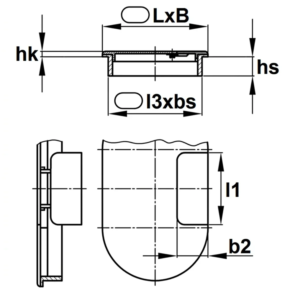 Plano de dimensiones Pasacables ABS – 3 piezas – ovalado