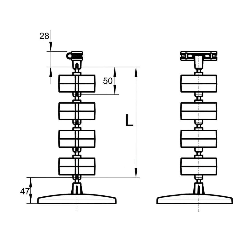 Dibujo técnico: Set columna pasacables – redonda - Kaba