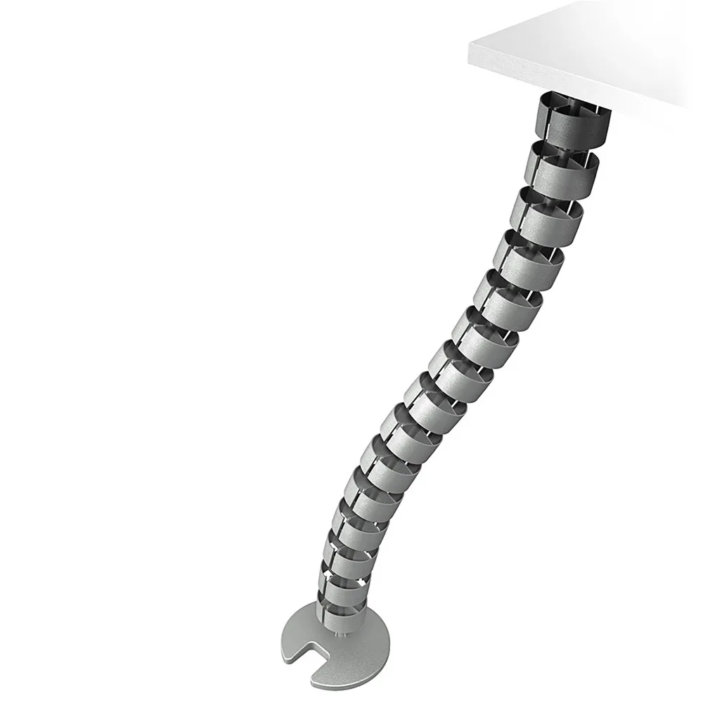Columna pasacables redonda 750mm PP - 8 cables completo con pie de fijación - Aluminio blanco imagen 3