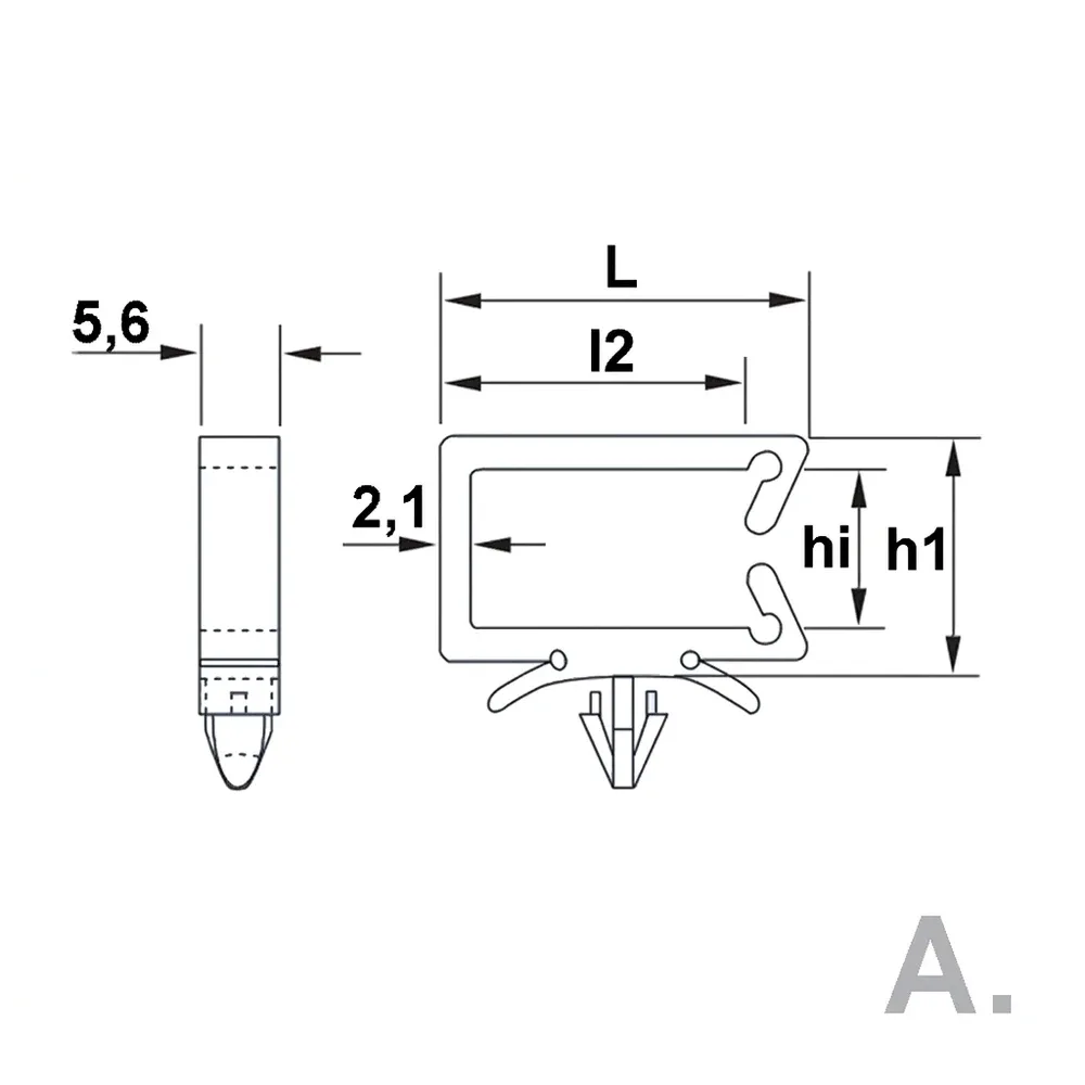 Dibujo técnico: Abrazadera rectangular encajable - apertura lateral