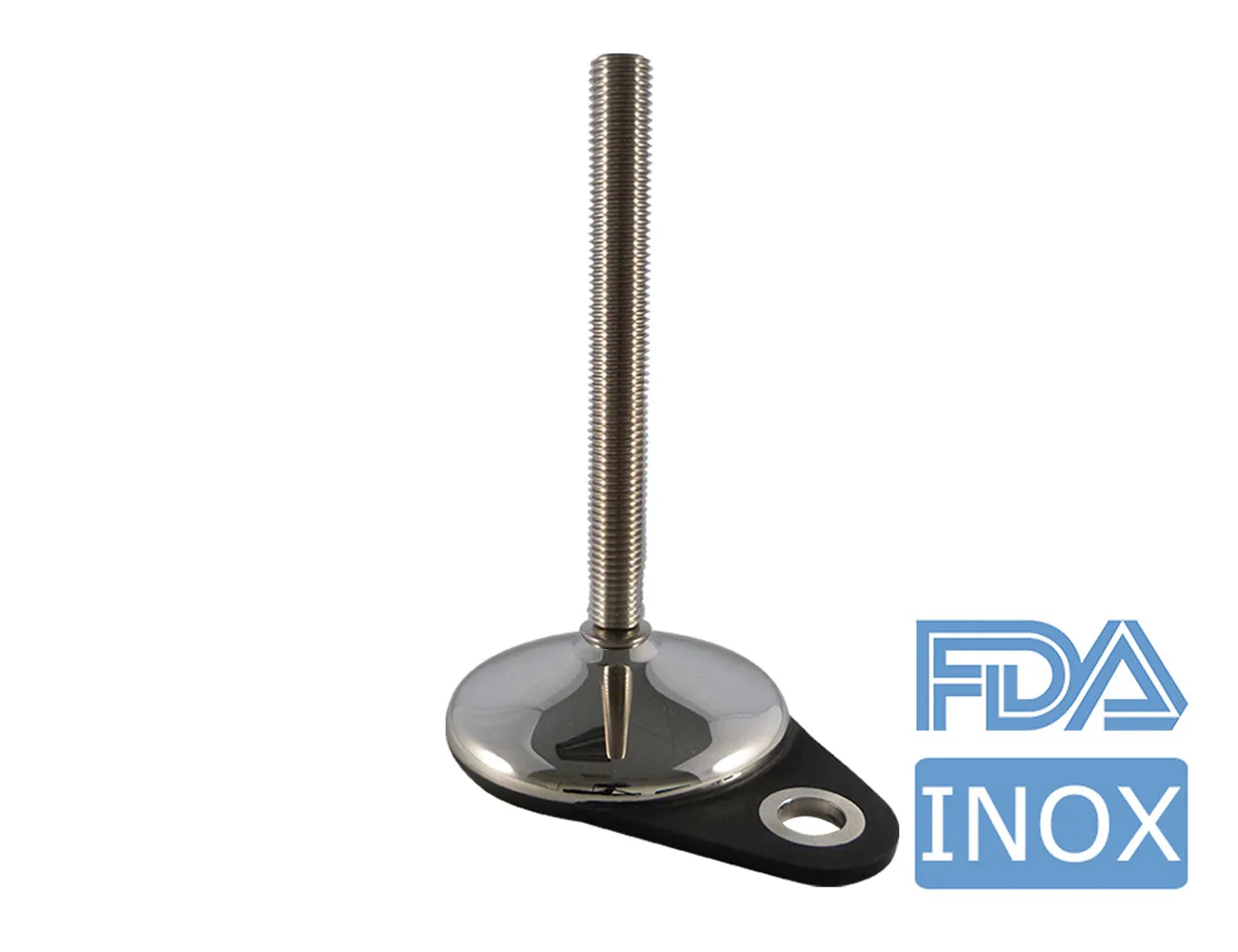 Pie nivelador inox – Diseño higiénico – Con orejeta de fijación – Pies niveladores - acero inoxidable