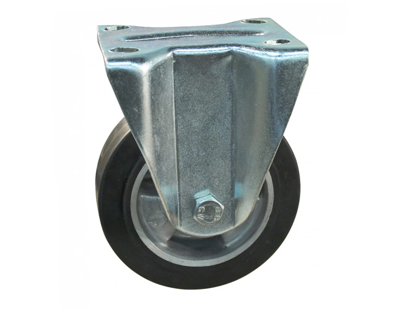 Rueda carga pesada fija de goma - Llanta de aluminio – Rueda resistente de goma con llanta de aluminio - 525kg - horquilla de acero
