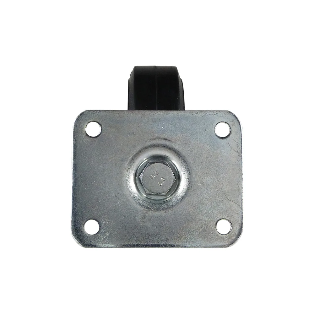 Rueda fija Ø100mm - banda de rodadura azul Caucho / TPE - Rodamiento de bolas - carga pesada - Fijación de placa 105x85mm - St - Acero imagen 2