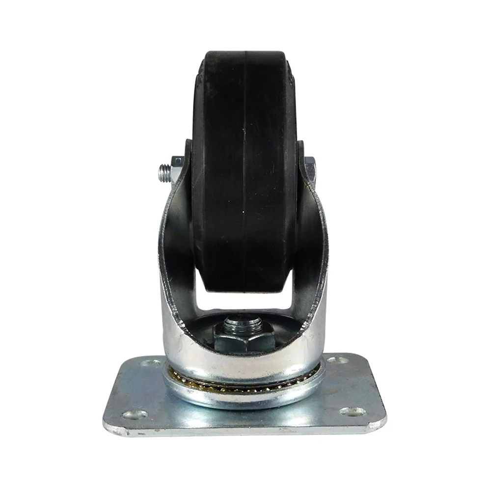 Rueda fija Ø100mm - banda de rodadura azul Caucho / TPE - Rodamiento de bolas - carga pesada - Fijación de placa 105x85mm - St - Acero imagen 5