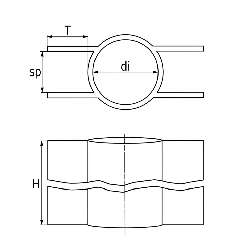 Plano acotado Soporte para placa de hormigón con pie PP Ø60x300 - Negro intenso