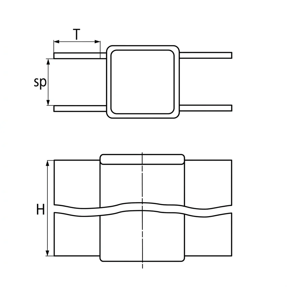 Dibujo técnico: Soportes para placas de hormigón – poste cuadrado o rectangular