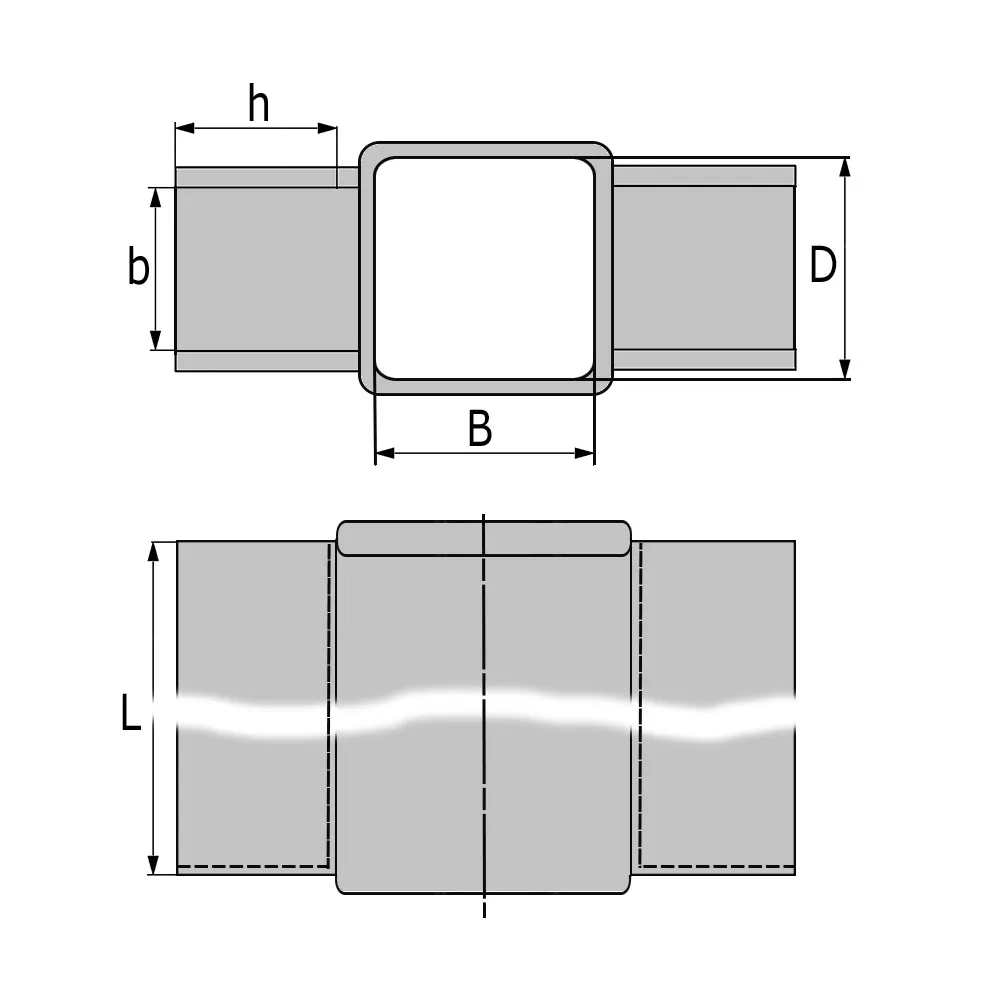 Dibujo técnico: Soportes para placas de hormigón – poste cuadrado o rectangular