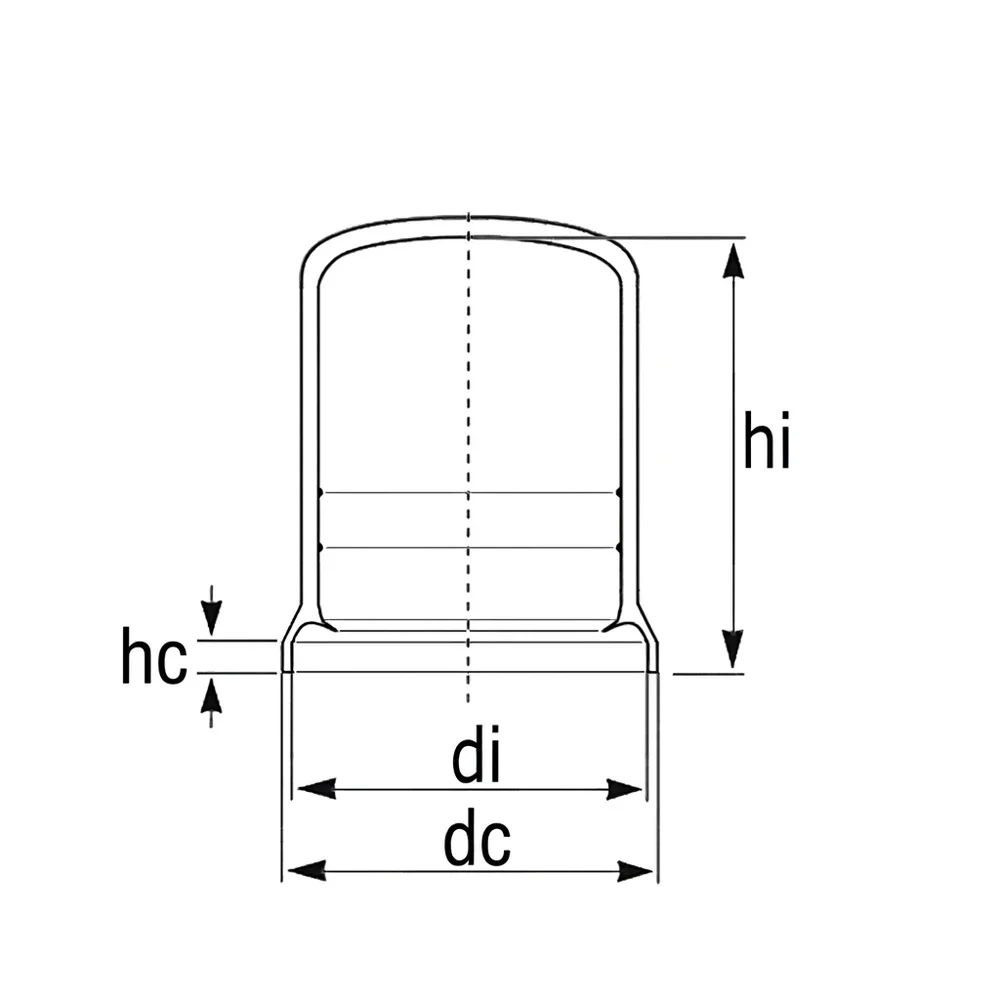 Plano de dimensiones Tapón para tuerca - modelo alto con protección de arandela