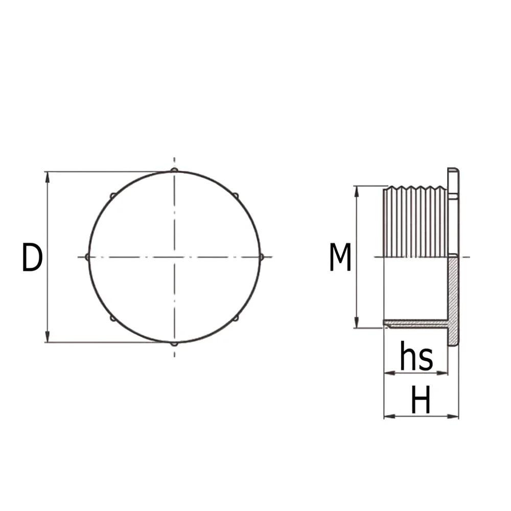 Plano acotado Tapón roscado PE-LD - UNF 1/2"x20 - Rojo
