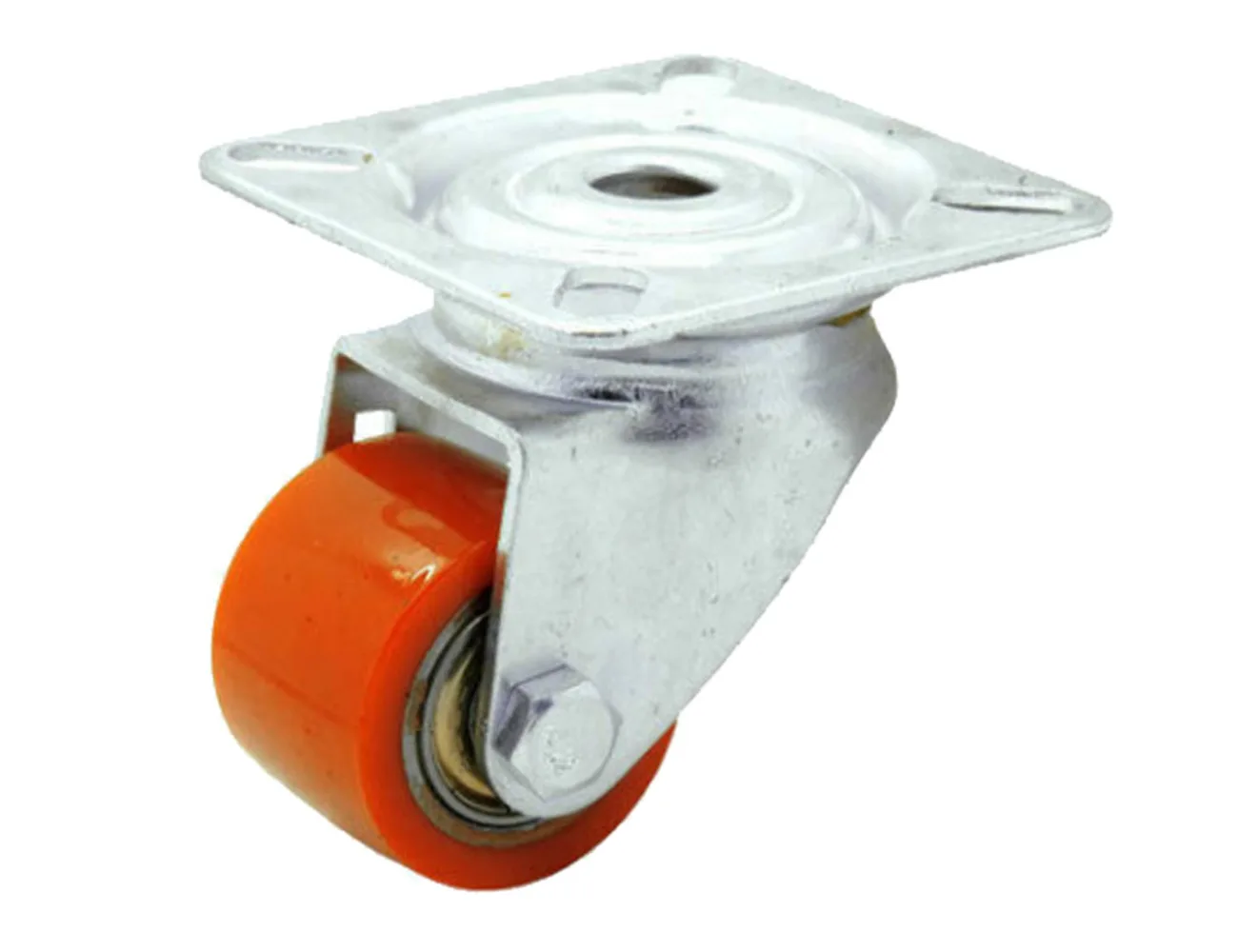 Rueda mini de carga pesada giratoria con platina – Rueda mini de carga pesada PU - 150kg - horquilla de acero