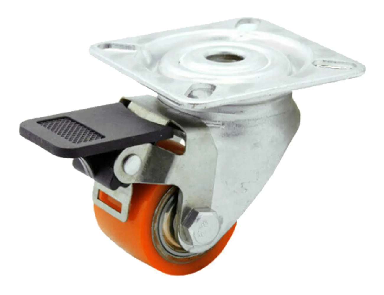 Rueda mini de carga pesada giratoria con freno y platina – Rueda mini de carga pesada PU - 150kg - horquilla de acero