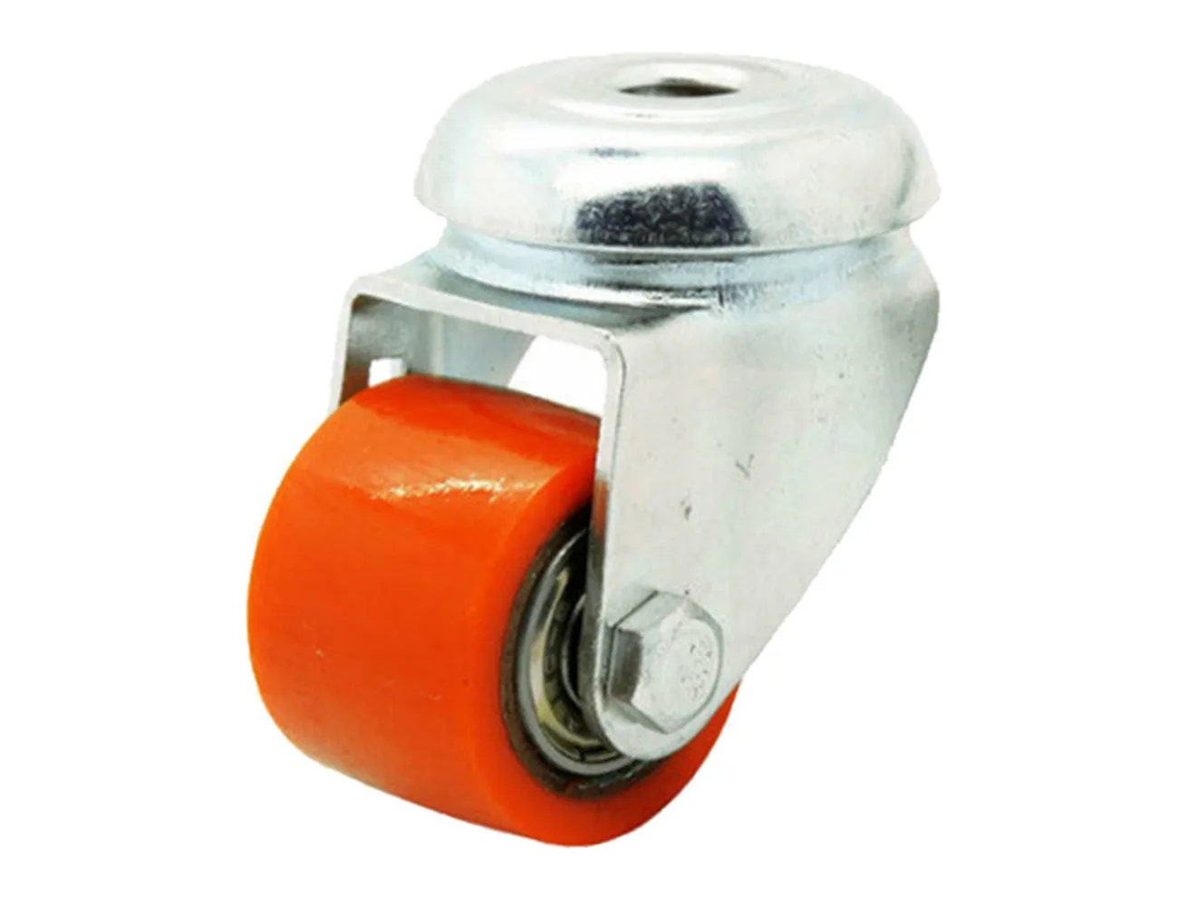 Rueda mini de carga pesada giratoria - Agujero central – Rueda mini de carga pesada PU - 150kg - horquilla de acero