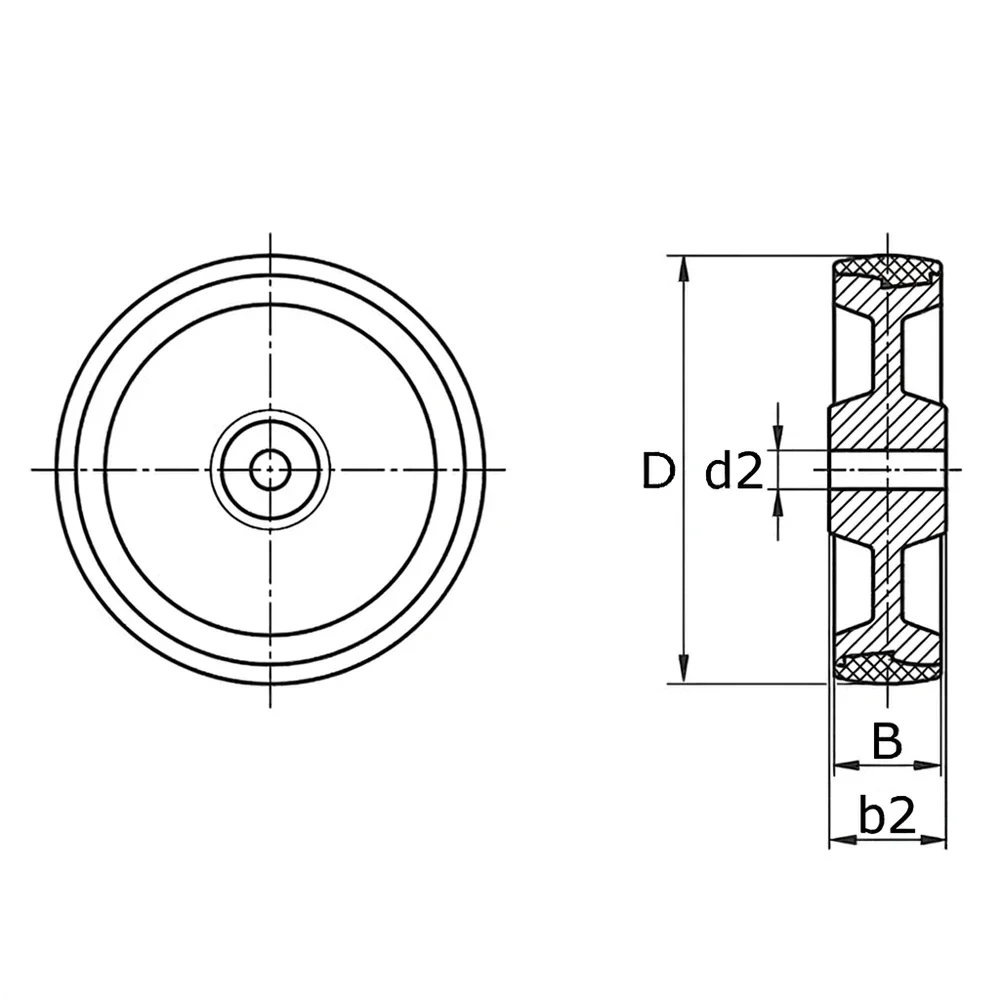 Plano de dimensiones Rueda TPU - azul - higiene