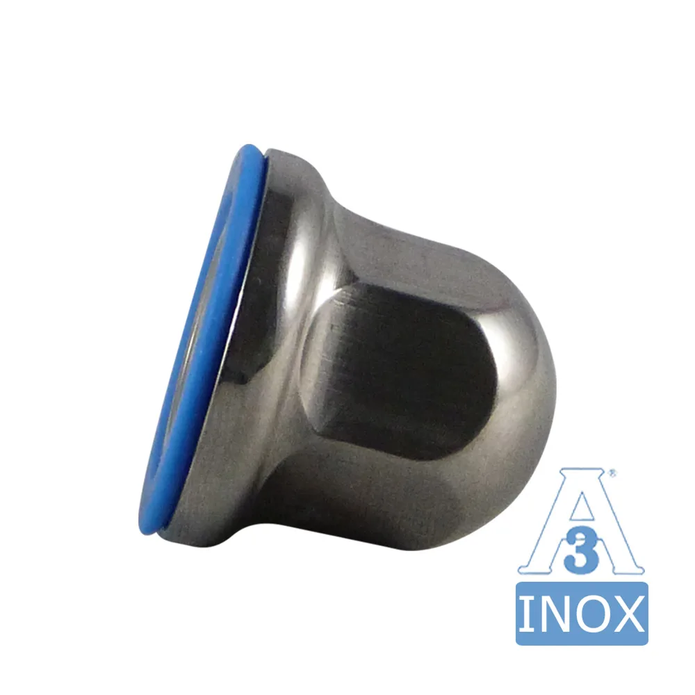Tuerca cúpula con junta tórica azul higiene 3-A - M16 - Acero inoxidable A2 (AISI 304) imagen 3
