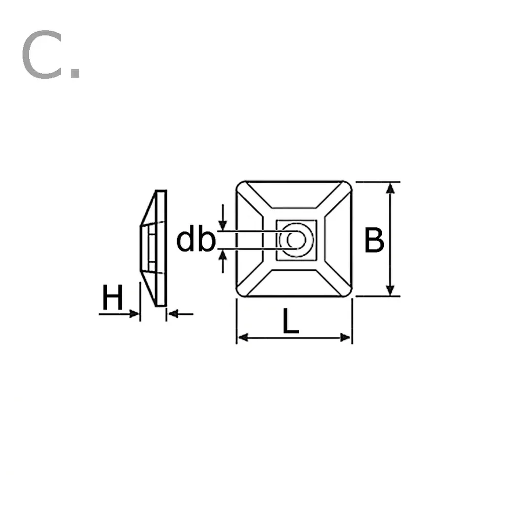 Dibujo técnico: Soportes para bridas - autoadhesivos