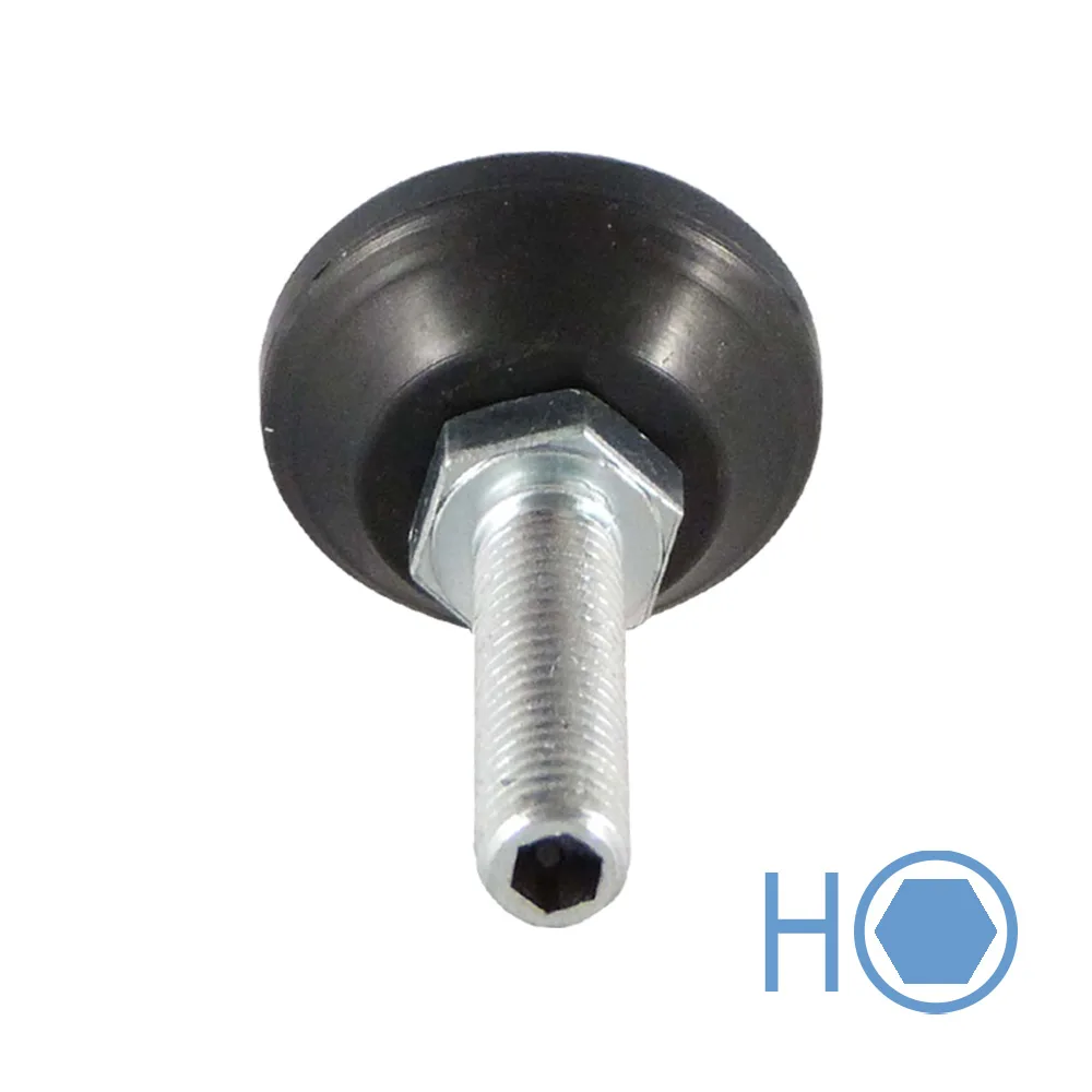 Pie nivelador giratorio hexagonal Ø38 - M8x120 - pie de plástico - PP imagen 2