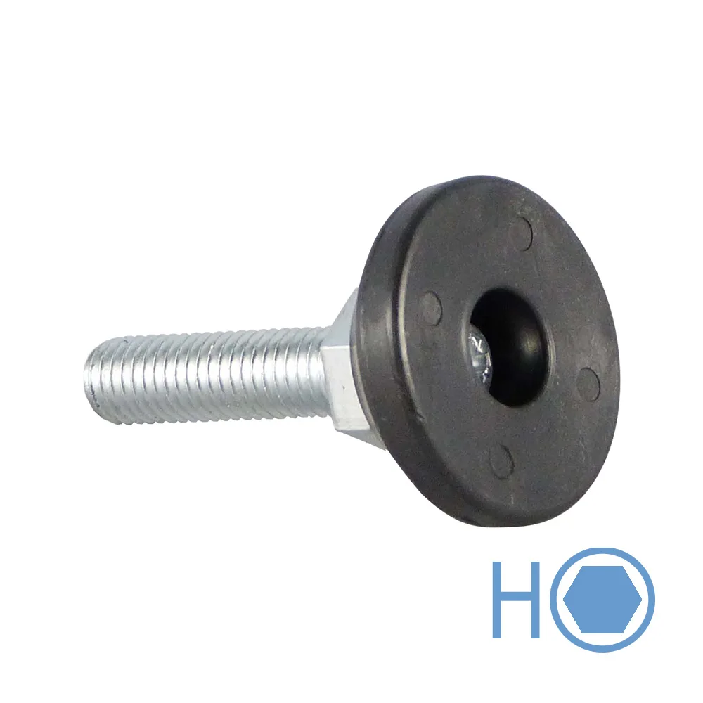 Pie nivelador giratorio hexagonal Ø38 - M8x120 - pie de plástico - PP imagen 3