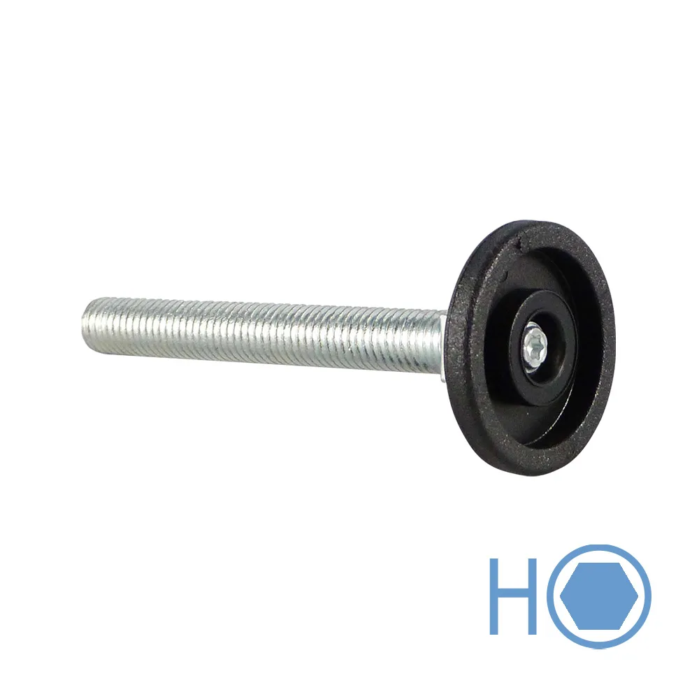 Pie nivelador giratorio hexagonal Ø38 - M8x120 - pie de plástico - PP imagen 5