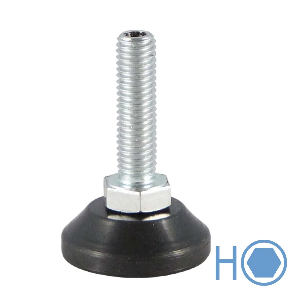 Pie nivelador giratorio hexagonal Ø38 - M8x120 - pie de plástico - PP