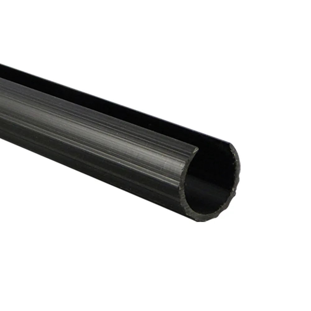 Perfil de sujeción para tubo redondo autoadhesivo Ø30mm PVC - 2000mm largo - Negro