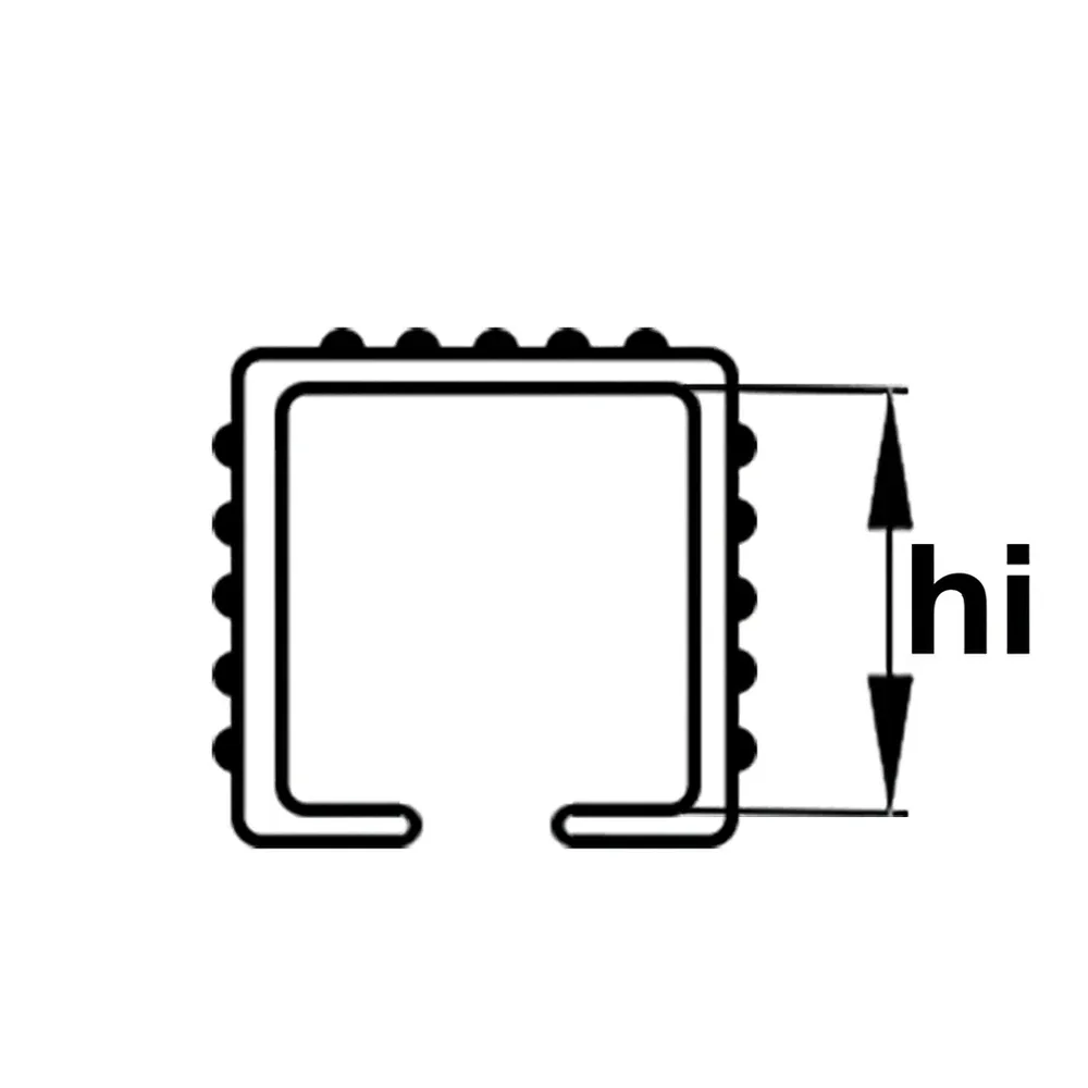 Dibujo técnico 1 – Perfil de sujeción autoadhesivo para tubo cuadrado 30x30mm PVC - 1000mm largo - Negro