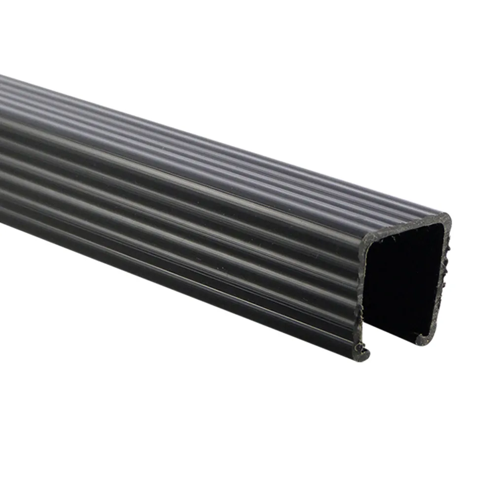 Perfil de sujeción autoadhesivo para tubo cuadrado 30x30mm PVC - 1000mm largo - Negro