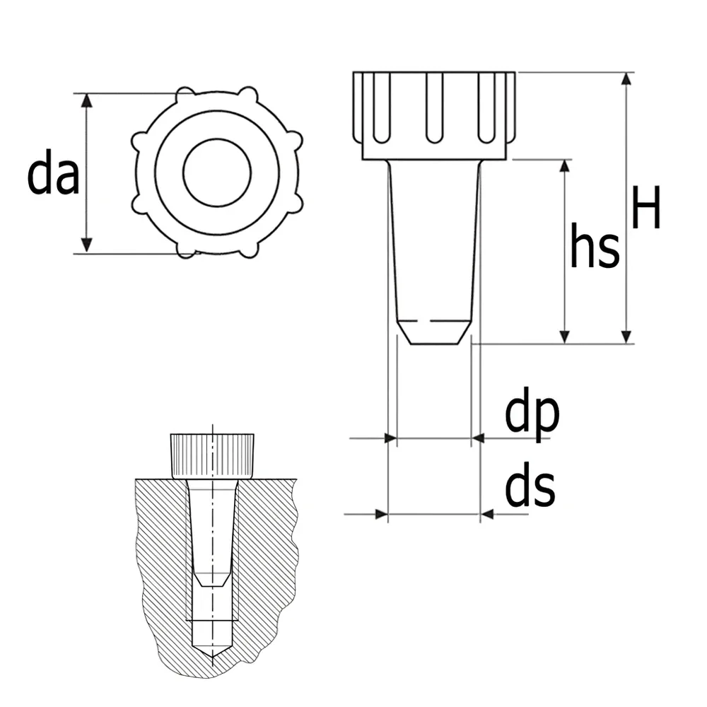 Dibujo técnico: Tapón autorroscante