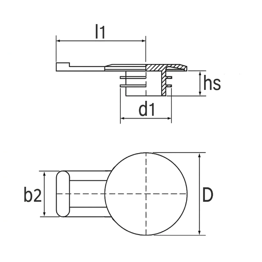 Dibujo técnico: Tapón estriado final con lengüeta lateral