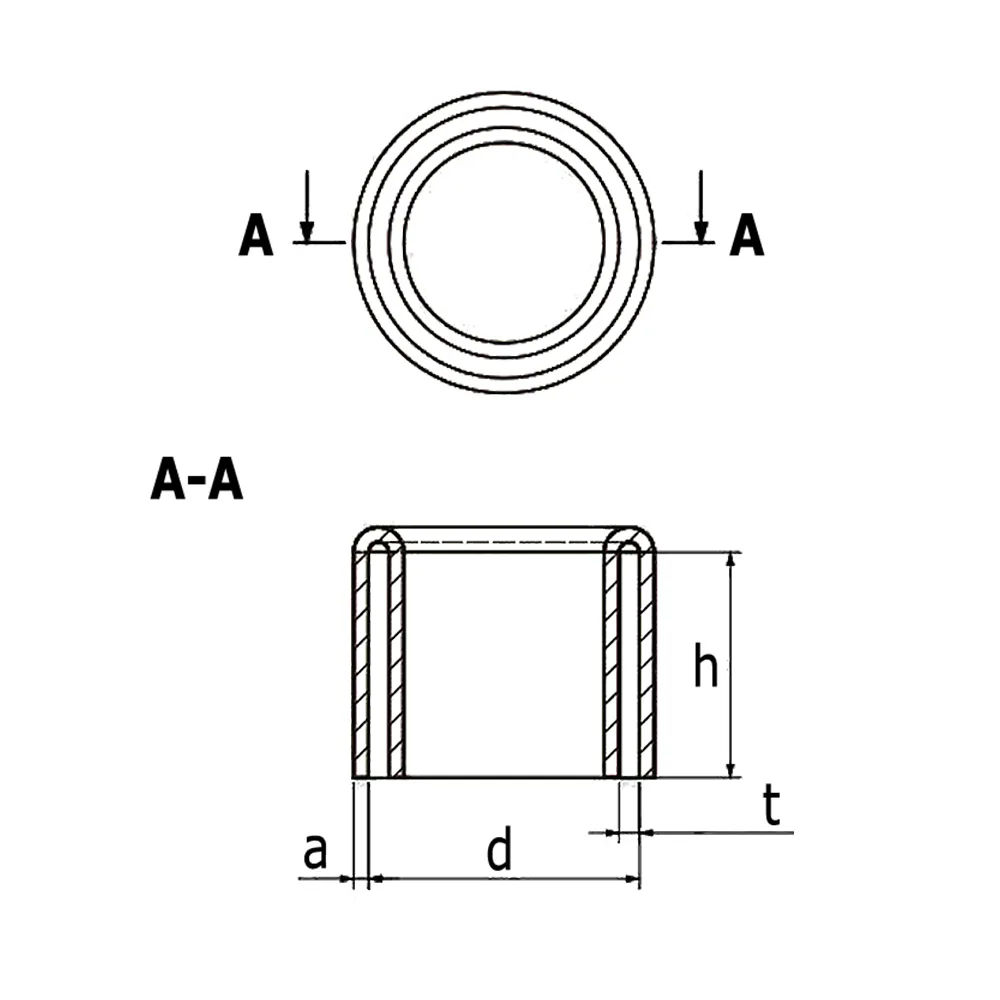 Dibujo técnico: Contera protectora de PVC para tubo redondo