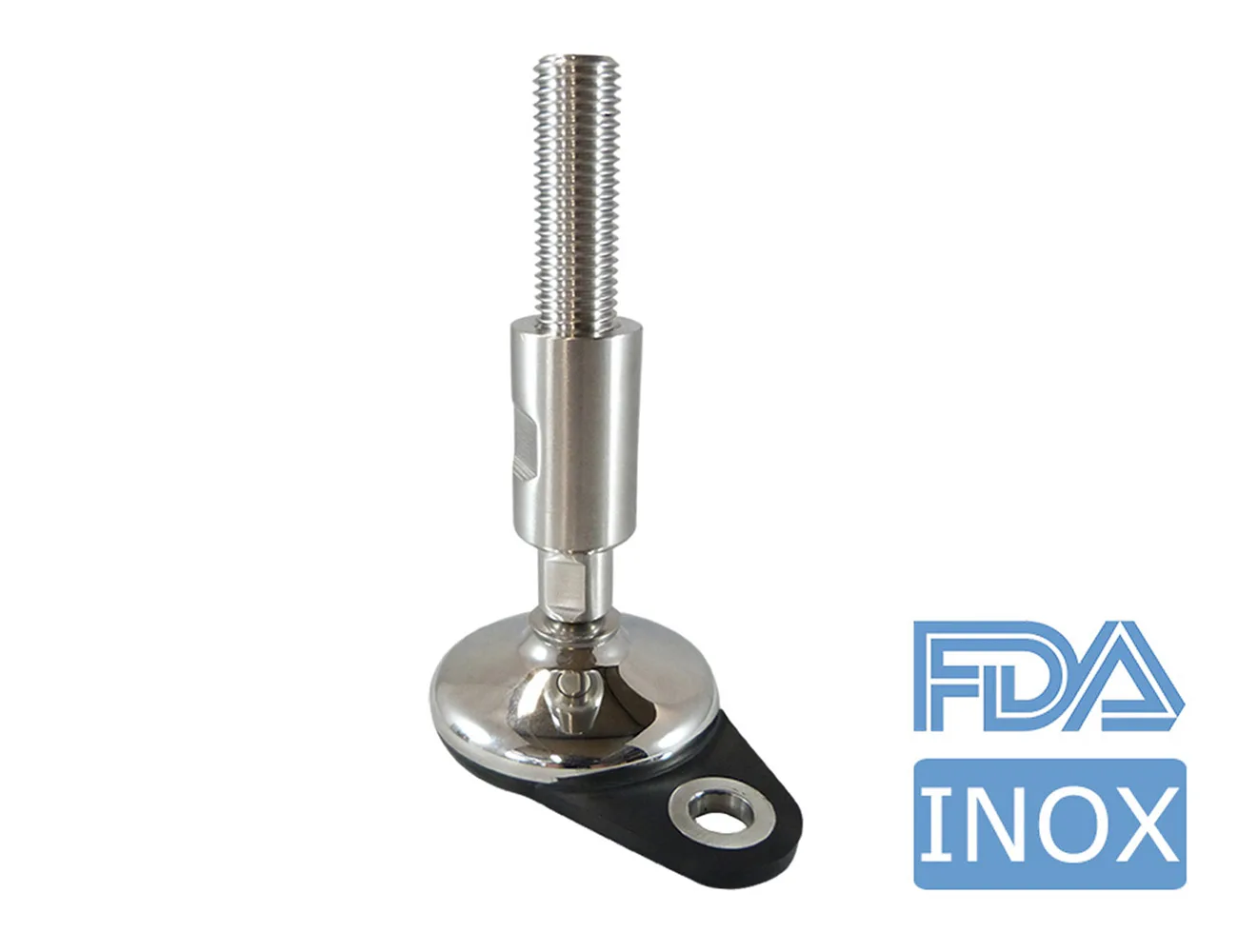 Pie nivelador de acero inoxidable – extra higiénico – con ojal de fijación – Pies niveladores - acero inoxidable