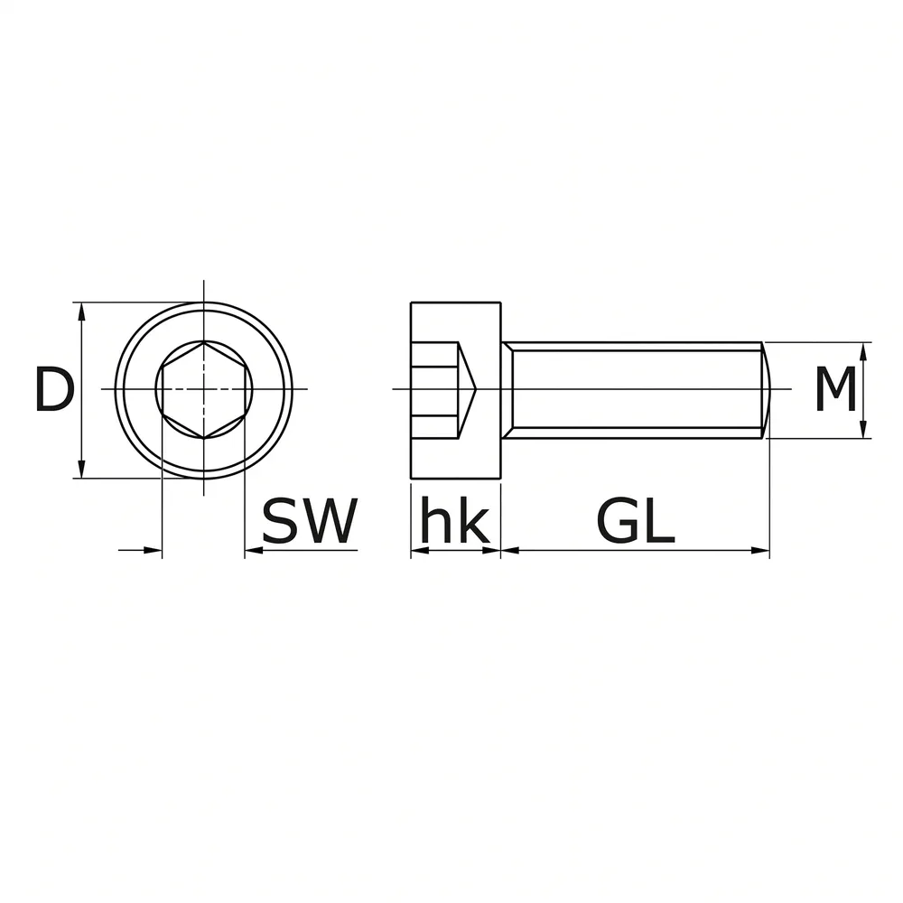 Dibujo técnico: Tornillo Allen hexagonal - DIN 912