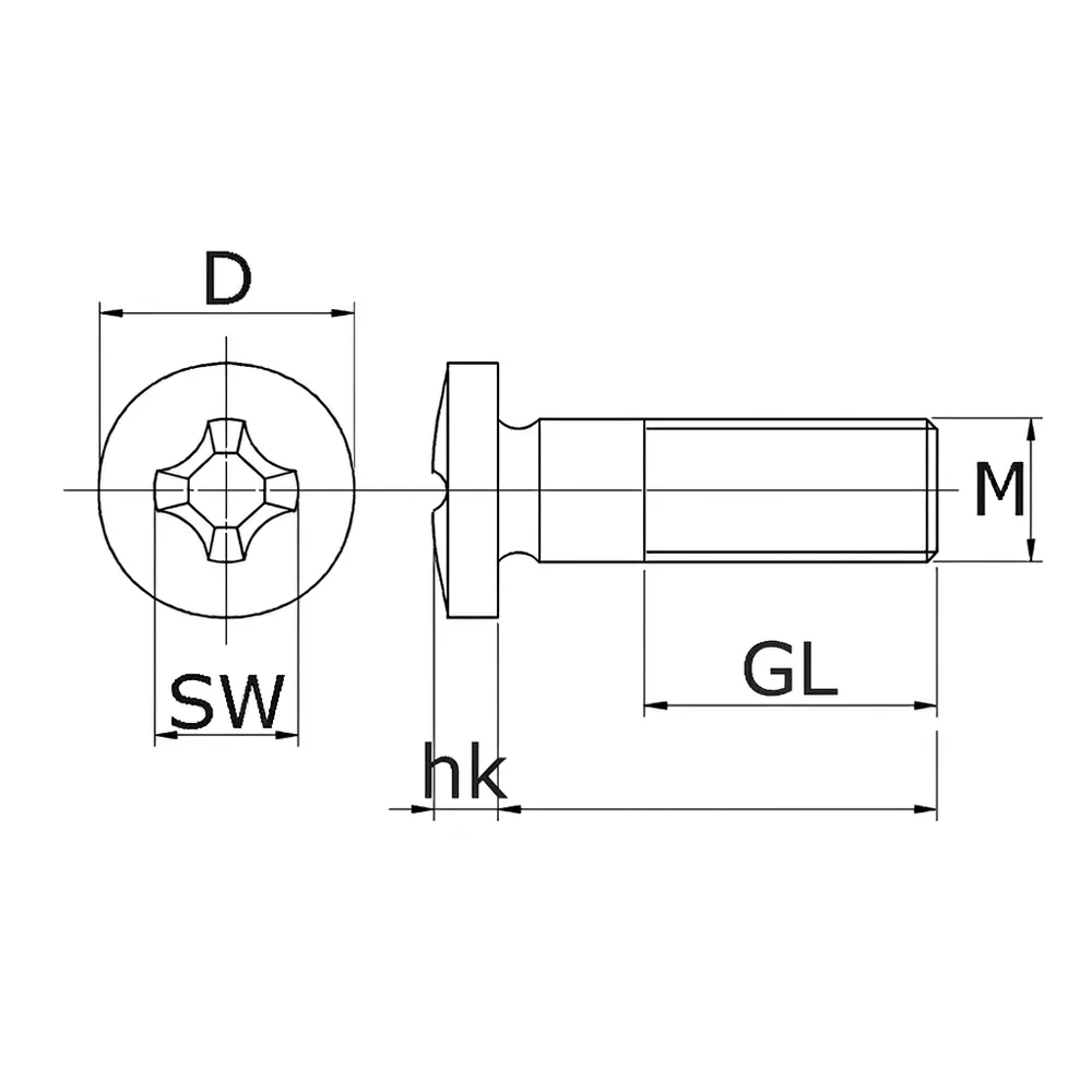 Dibujo técnico: Tornillo cabeza avellanada Philips - DIN 7985