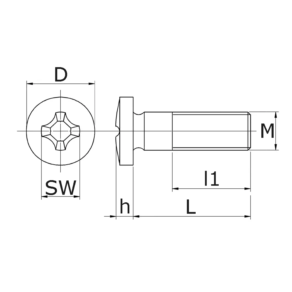 Dibujo técnico: Tornillo cabeza avellanada Philips - DIN 7985