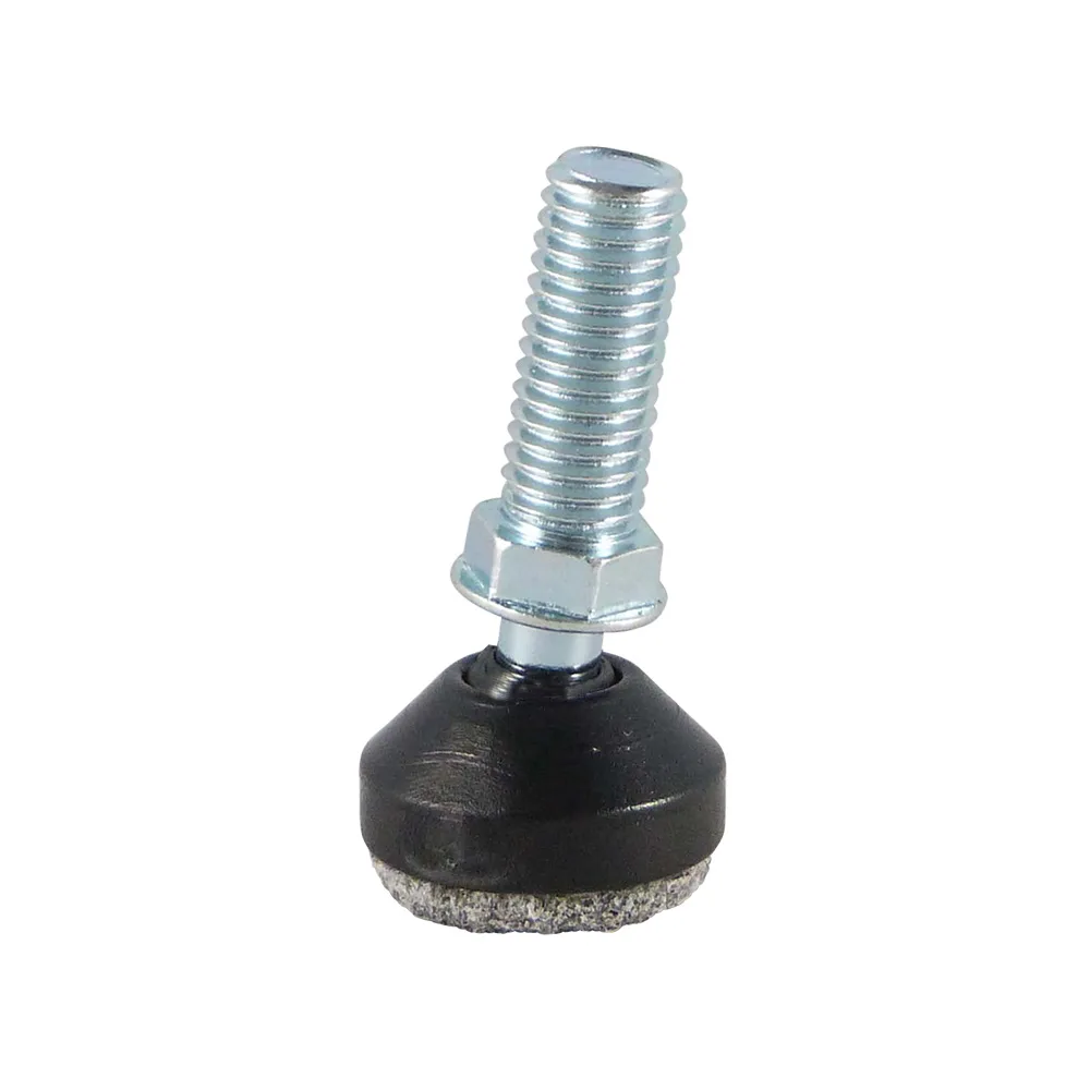 Pie nivelador articulado redondo PE Ø25 - M10x25 - fieltro - negro